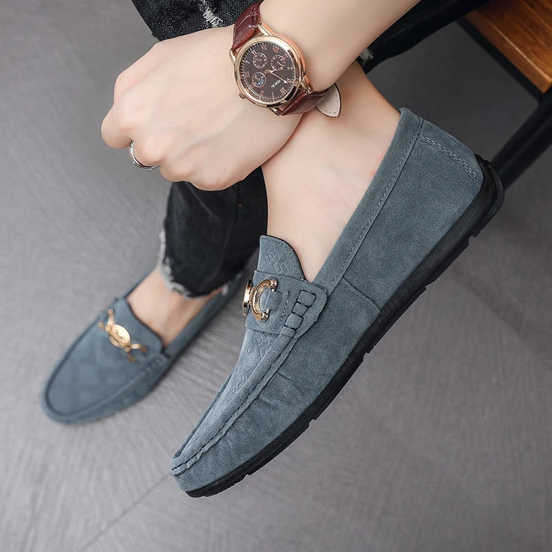 Men Solid Color Big Size Loafers