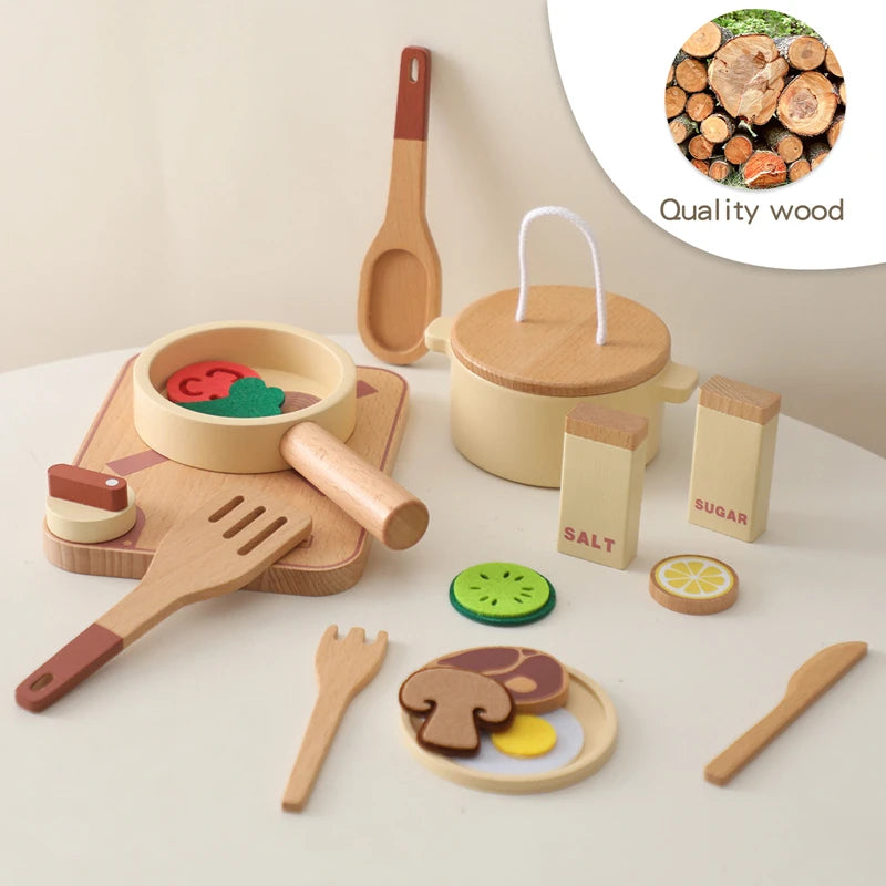 Wooden Kids Play Kitchen Set