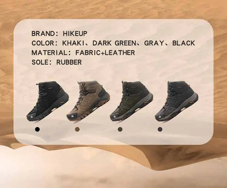 أحذية HIKEUP الرجالية عالية الرقبة للمشي لمسافات طويلة في الهواء الطلق