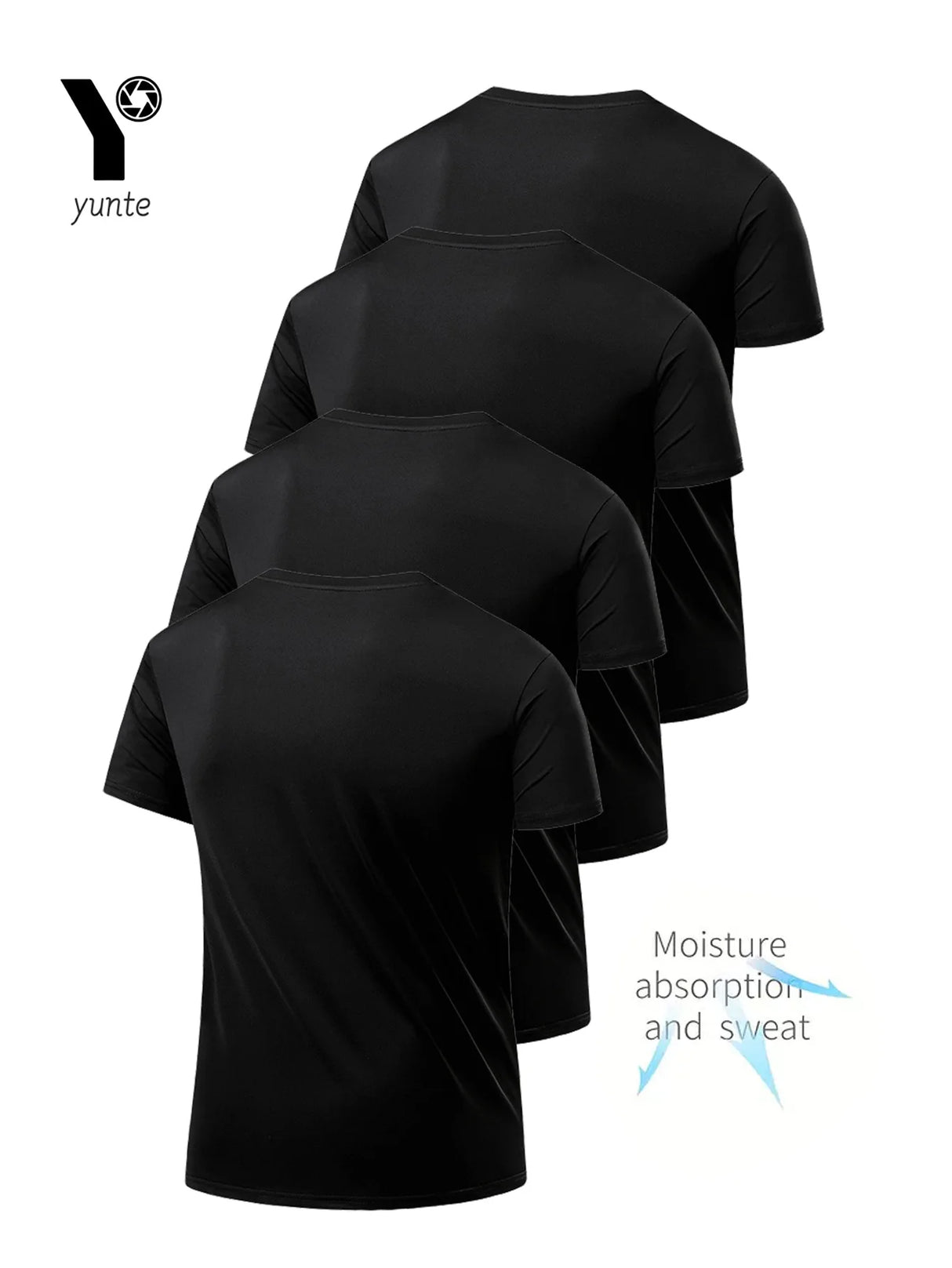 تي شيرت رجالي سريع الجفاف - عبوة من 4 قطع