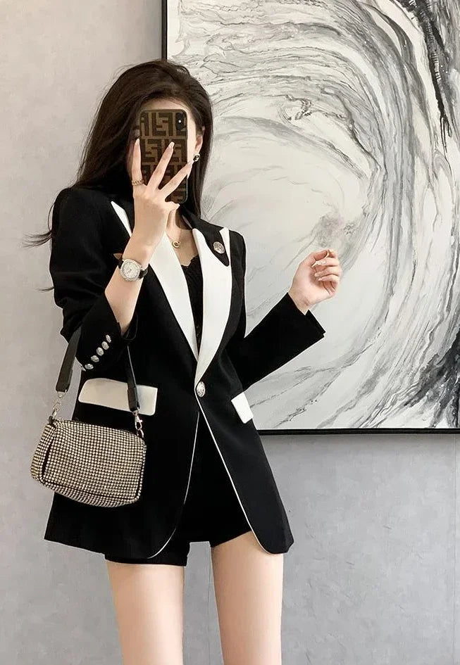 ColorFold™ – Long Tailored Blazer (Colorblock Elegance, On-Sale Collection)