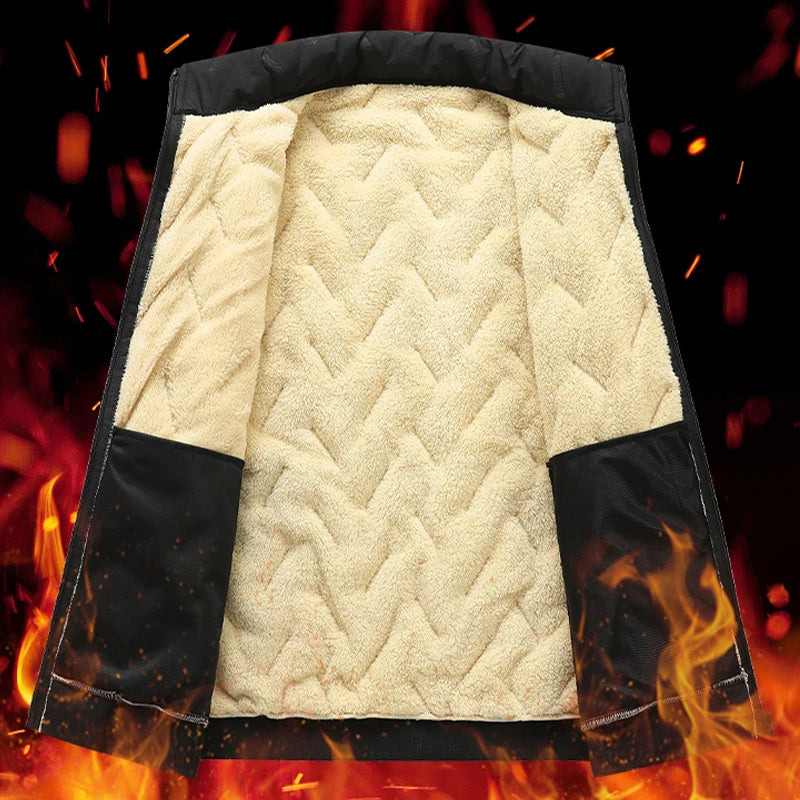 جاكيت شتوي قطني للرجال مقاس كبير 2025