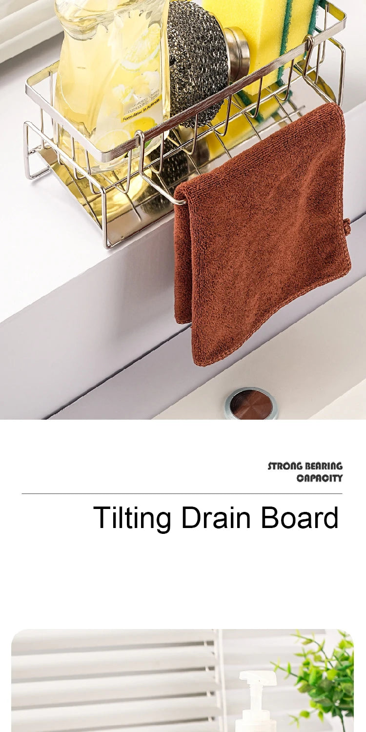 Stainless Steel Sink Storage Rack – Kitchen Sponge Organizer