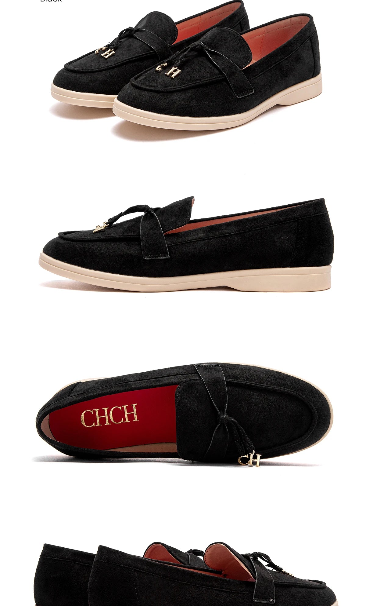 صنادل لوفر سوداء مدببة للنساء