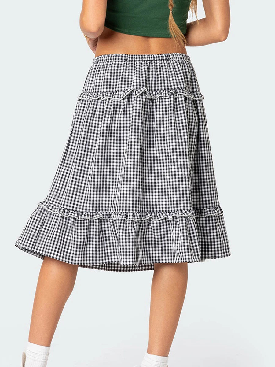 Women Floral Pleated Maxi Skirt