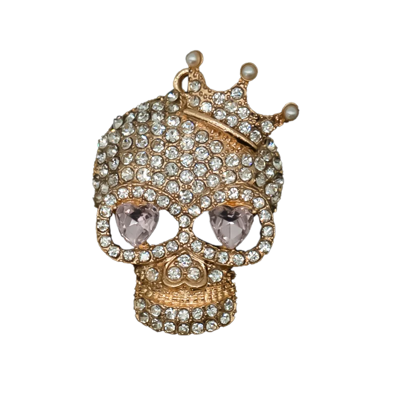 زينة أحذية نسائية على شكل جمجمة مع مشابك معدنية