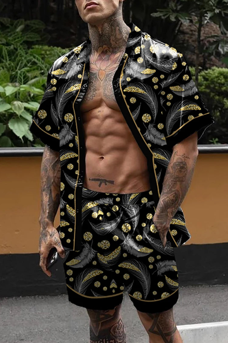 مجموعة شورت هاواي رجالي مزهر