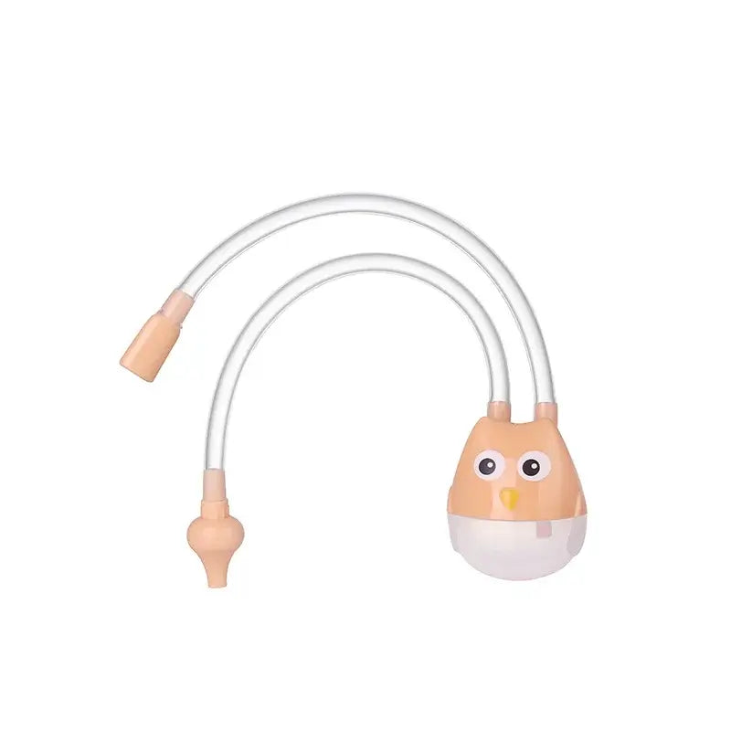 Nasal aspirator for infants featuring a cute cartoon owl design, made of silicone and safe for babies aged 0-1 year.