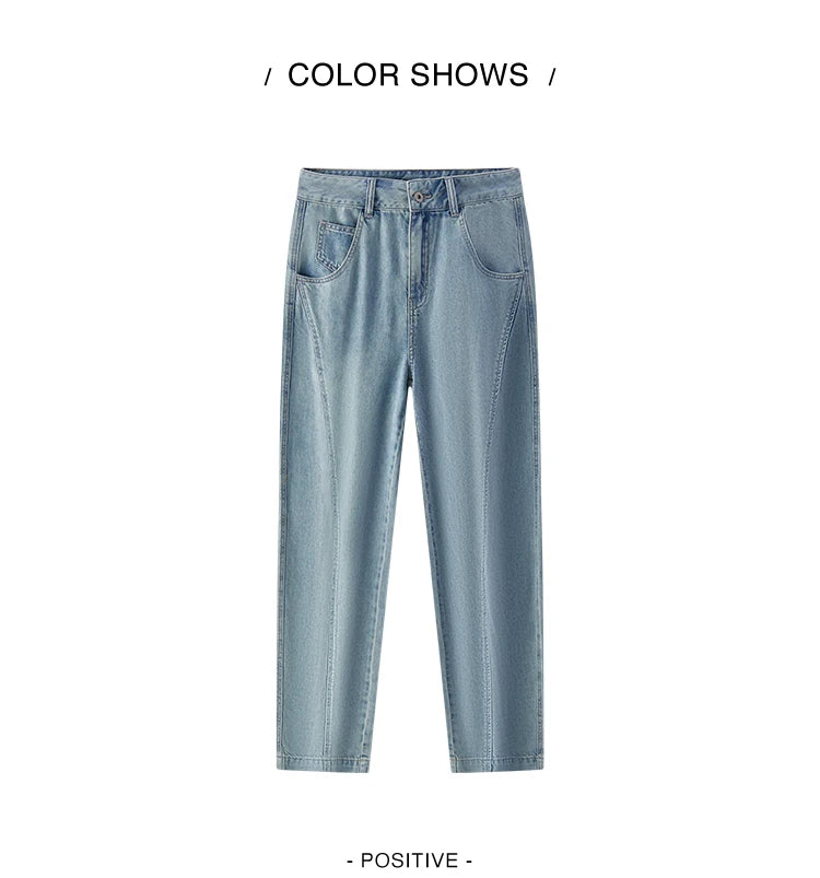 بنطلون نسائي فضفاض مدبب ذو حافة منحنية