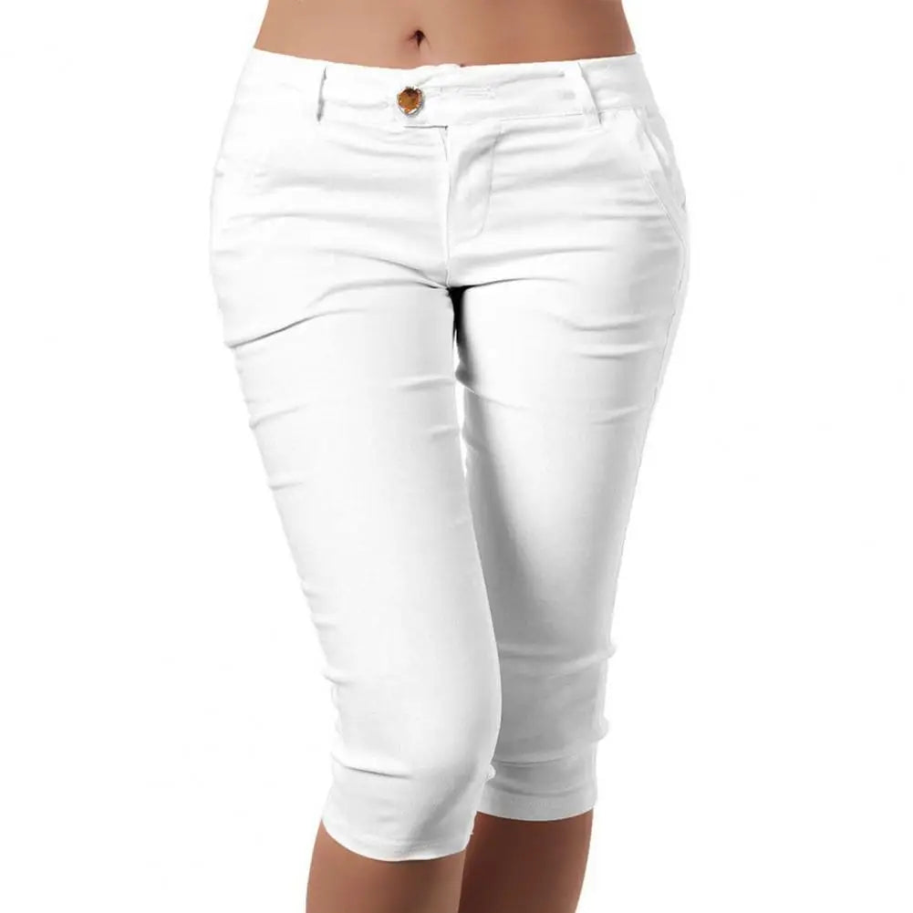 بنطال كابري نسائي ضيق بخصر متوسط