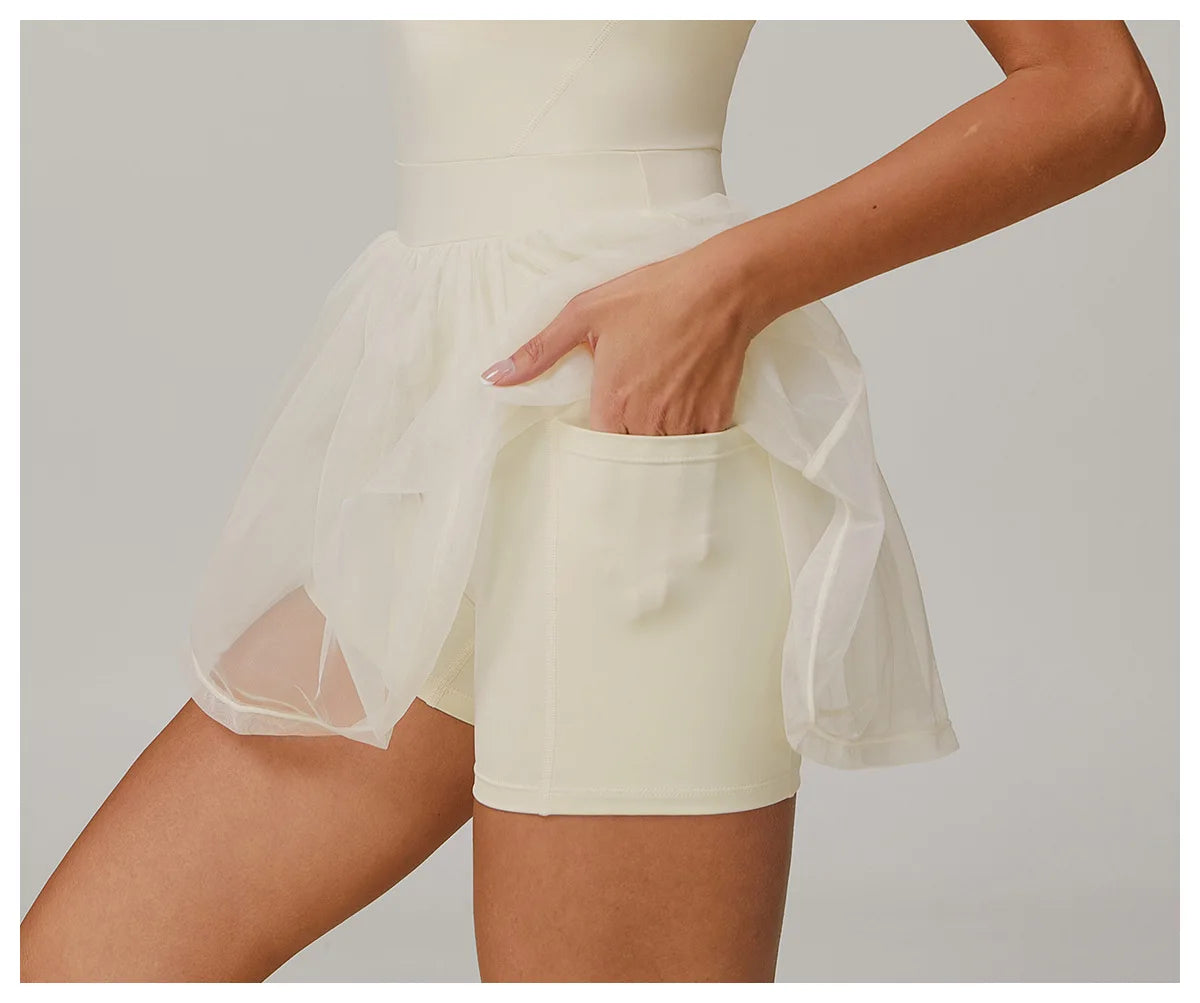 تنورة تنس نسائية شبكية قابلة للتنفس