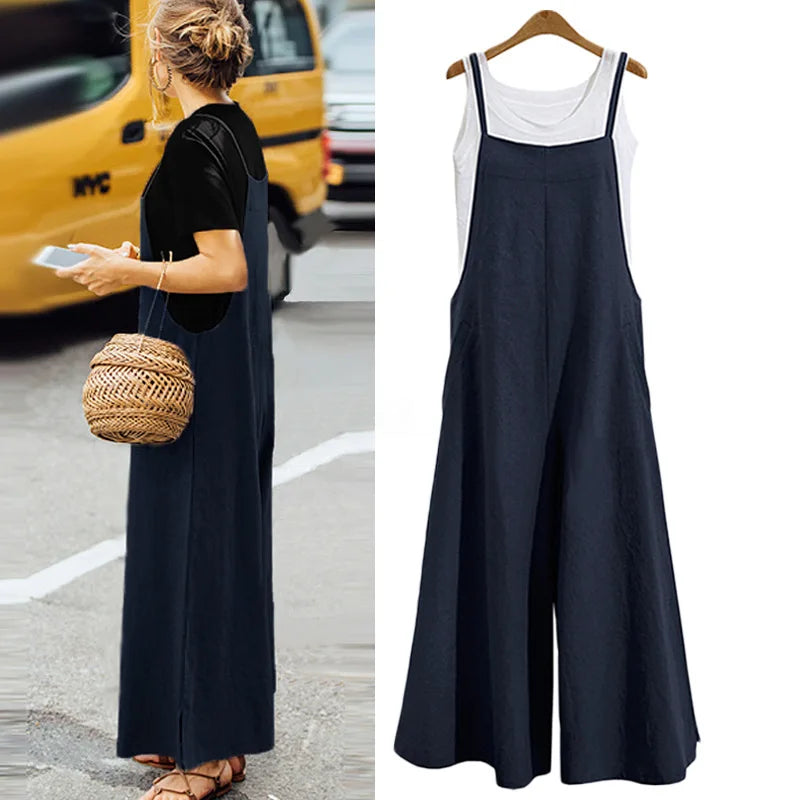 Women Cotton Wide Leg Jumpsuit