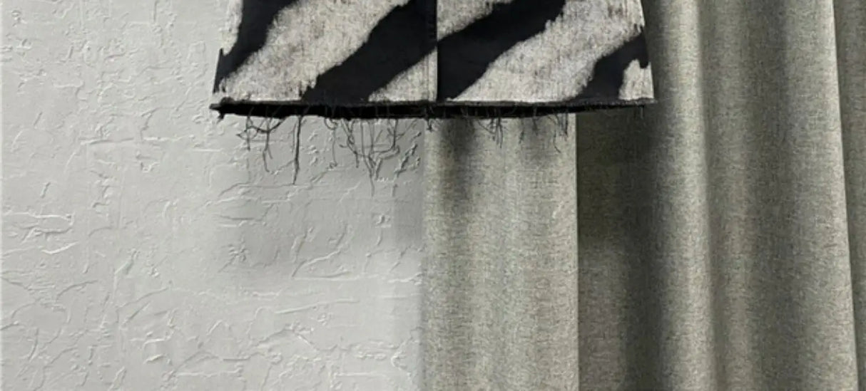 DyeDrape™ – Tie-Dye Short Denim Skirt (Black Gray, Fringed A-Line)