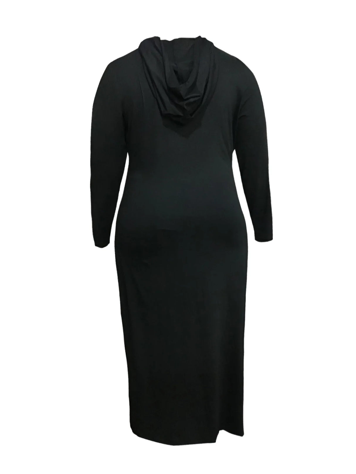 Plus Size Hooded Black Pants Set