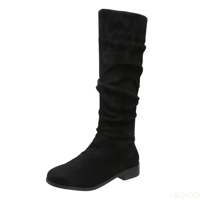 Women Mid Calf Boots Chelsea Lace Up Shoes