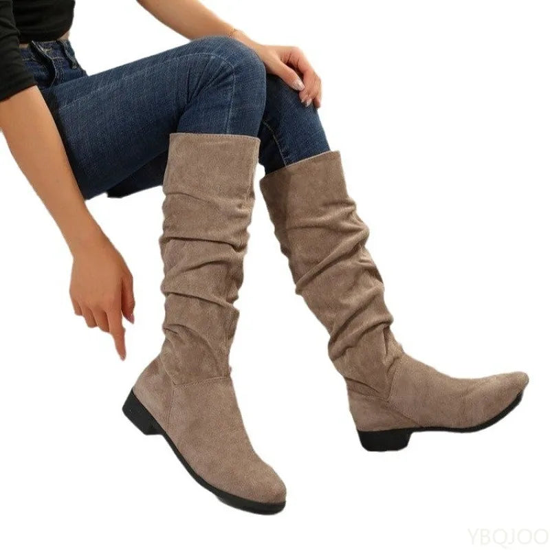 Women Mid Calf Boots Chelsea Lace Up Shoes