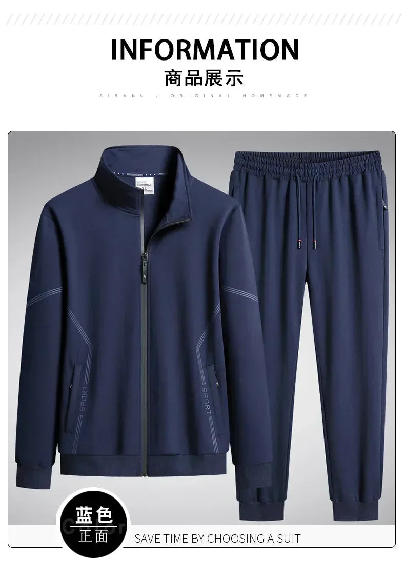 Men’s Plus Size Solid Tracksuit Set
