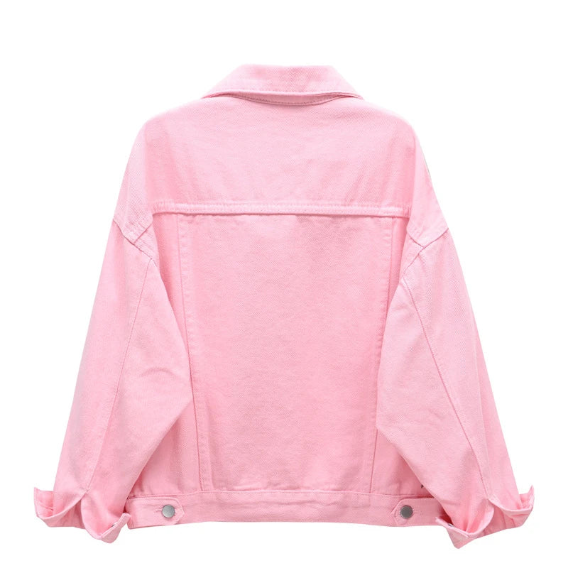 Women’s Pure Color Lapel Denim Jacket