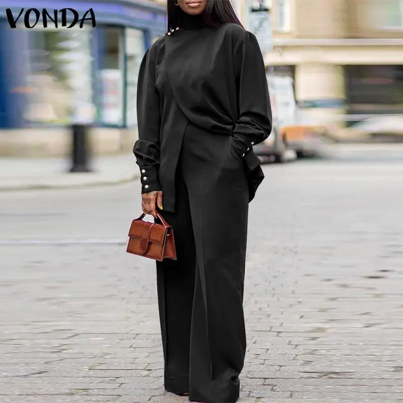 طقم بدلة بياقة عالية ومقاسات كبيرة