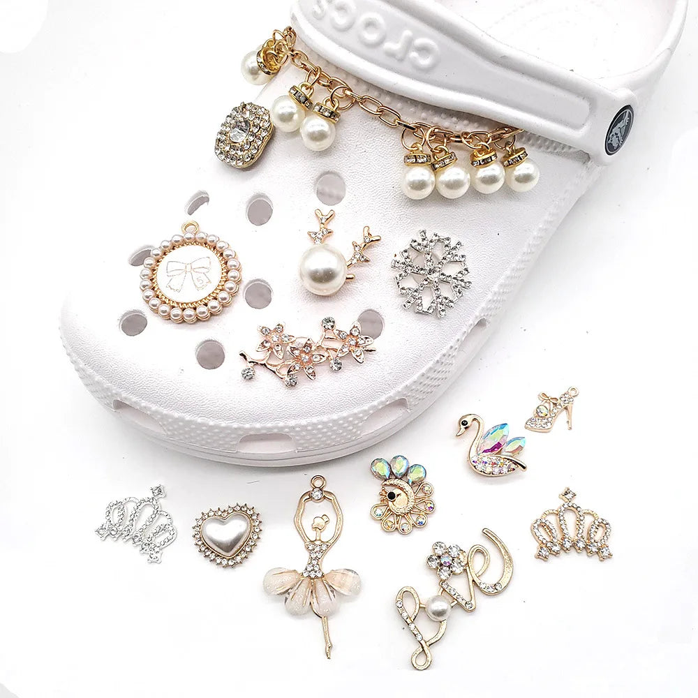 Women Bling Shoe Charms Crystal Chain Jewelry