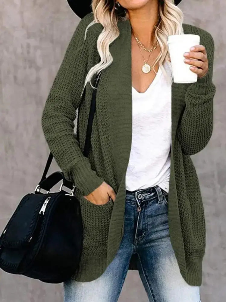 Women Plus Size Hollow Knit Cardigan