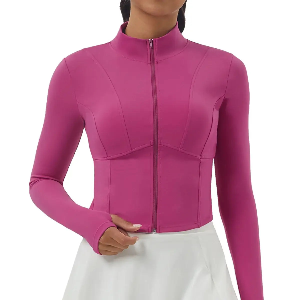 سترة يوجا نسائية بسحاب وقصة ضيقة