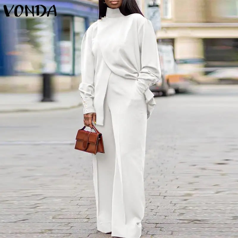 طقم بدلة بياقة عالية ومقاسات كبيرة