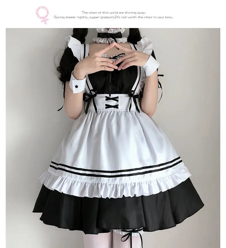 Black White Lolita Maid Costume