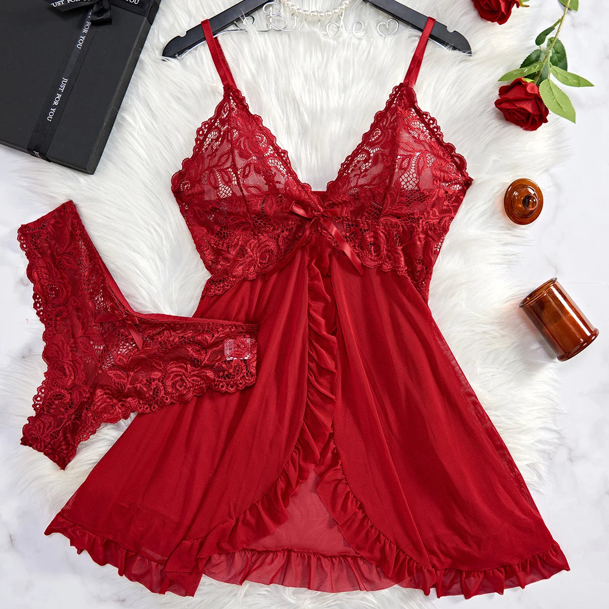 Women Lace See Through Sleep Dress