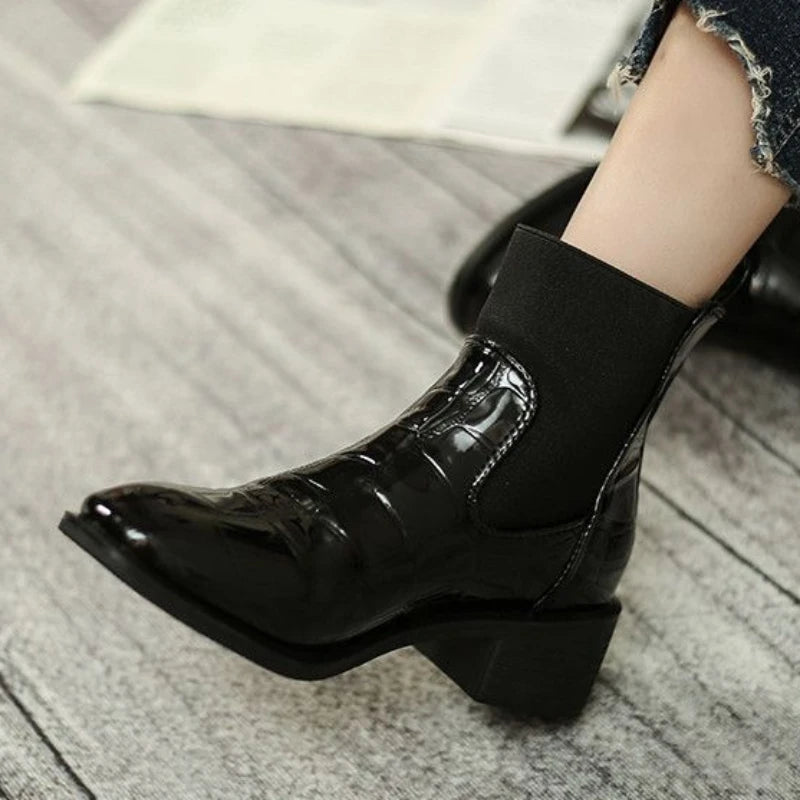 Women Pointed Toe High Heel Work Booties – Short Ankle Shoes