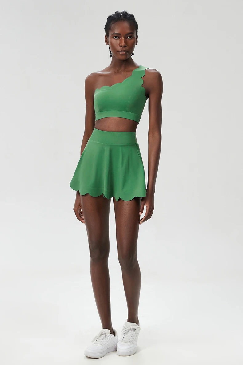 طقم تنورة تنس لياقة بدنية للنساء مكون من 3 قطع