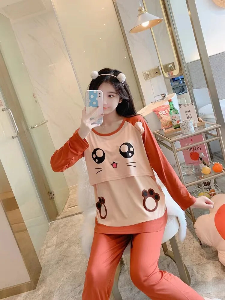 Postpartum & Nursing Pajamas Set