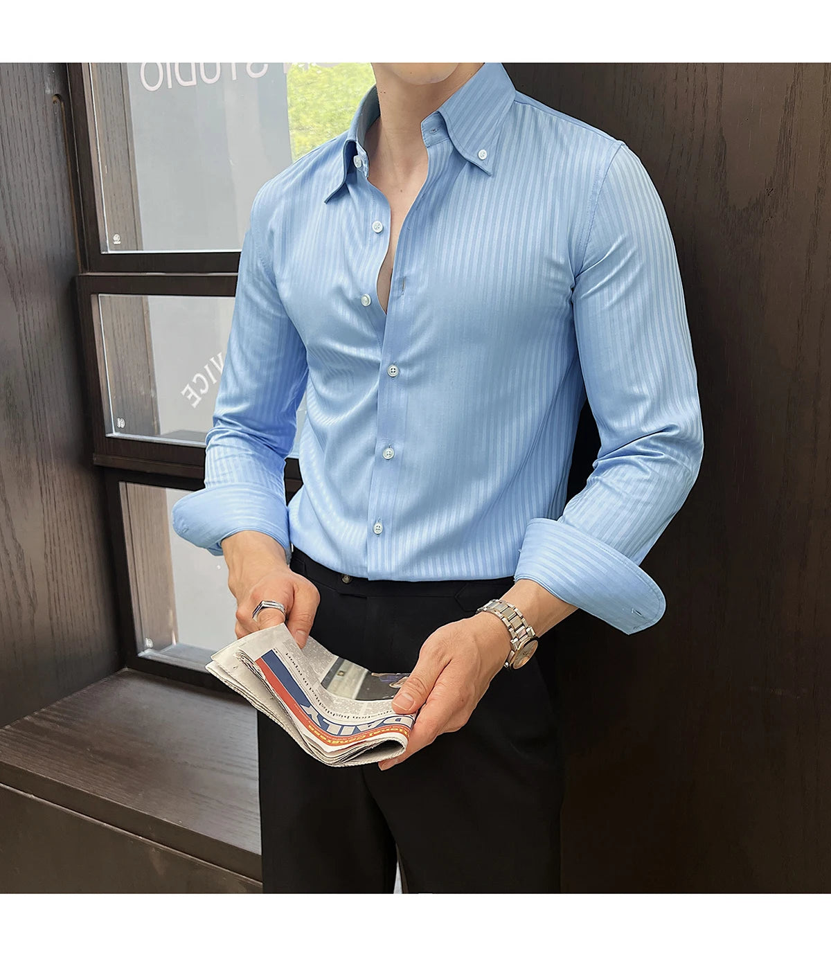 Men Slim Striped Shirt
