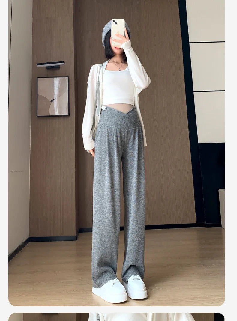 Wide-Leg Low-Waist Maternity Pants