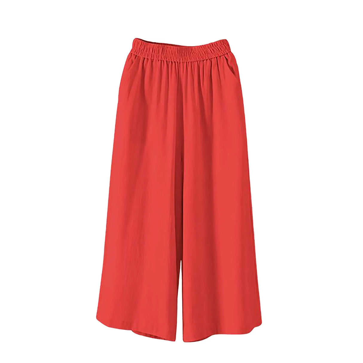 Women Wide Leg Cropped Pants with Pockets