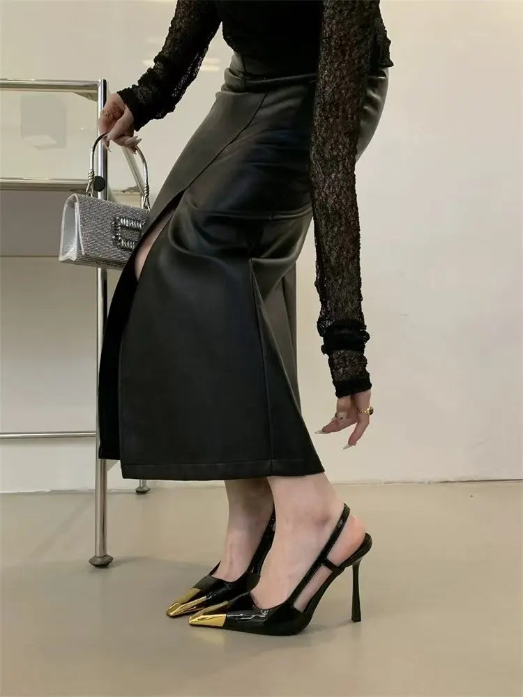 حذاء ستيليتو معدني بمقدمة مربعة - صيف 2025