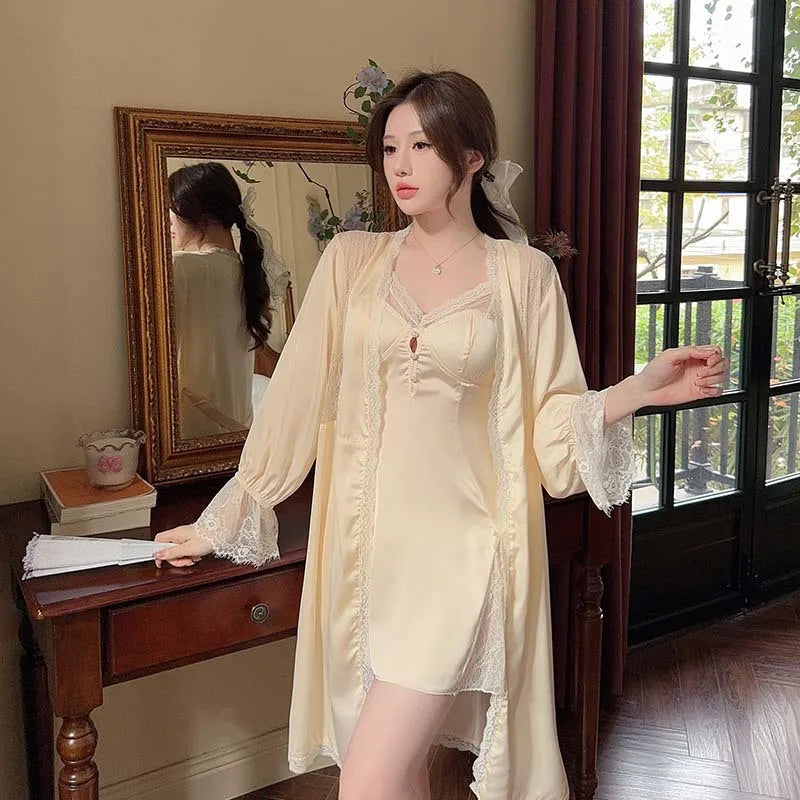 مجموعة ملابس نوم نسائية من الدانتيل لحفلات الزفاف