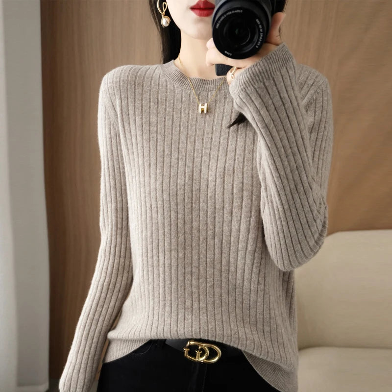 Women's Autumn Stripe Knit Pullover