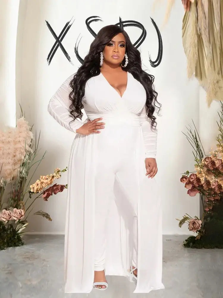 Women Mesh Lace Sleeve Pants Set