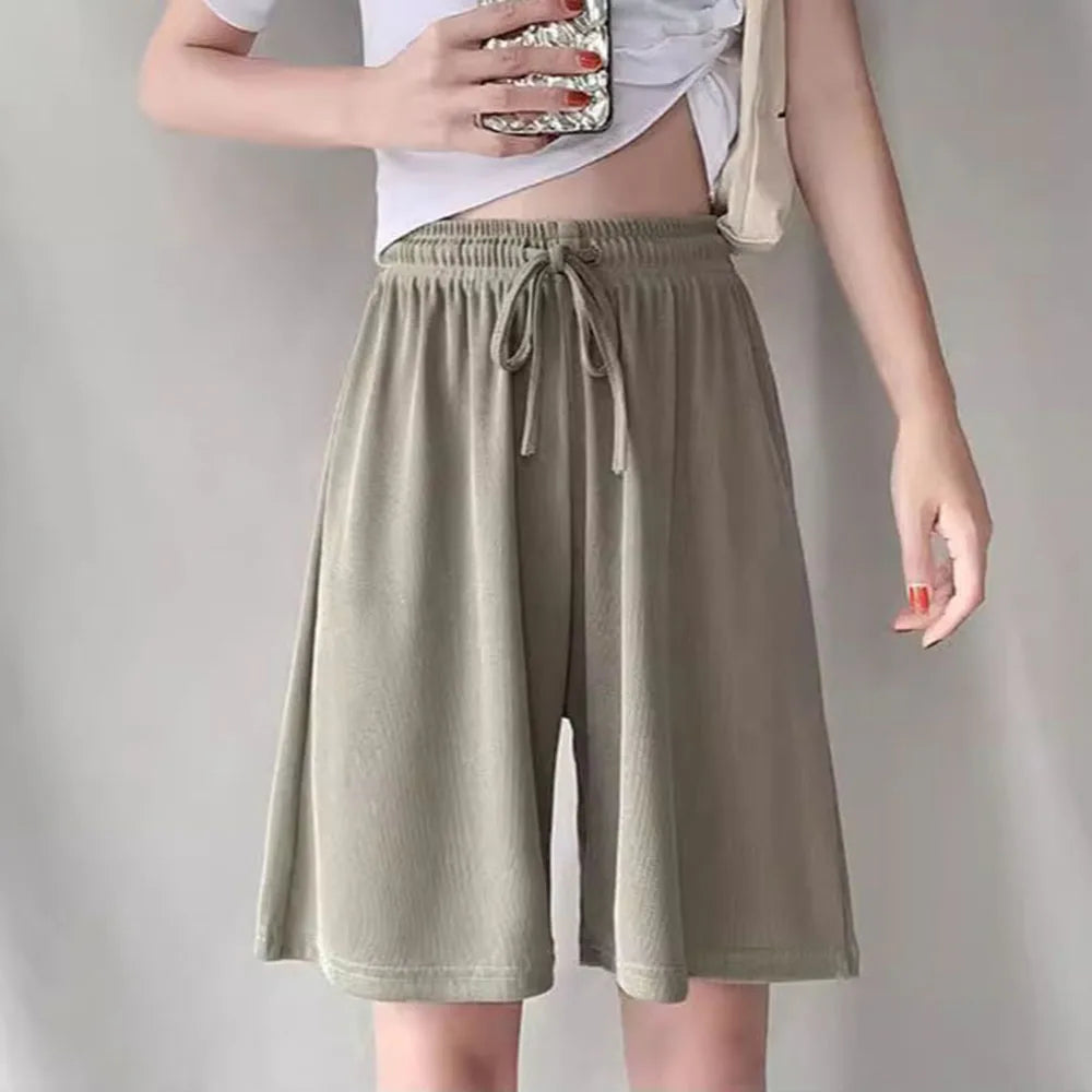 Women Ice Silk Loose Sports Shorts