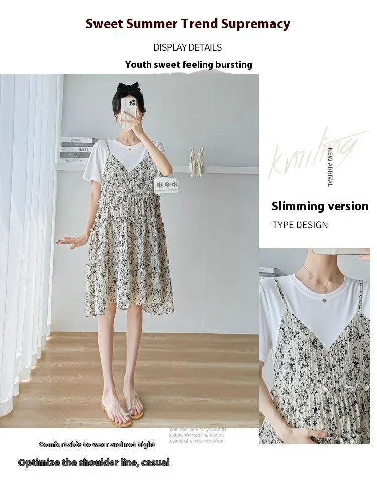 Stylish summer dress featuring a youth sweet design with a slimming version for casual wear.