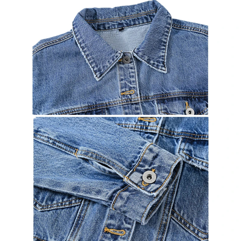 Women's Denim Jacket - Casual Black Overcoat