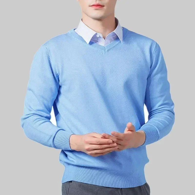 Men's Plus Size Wool V-Neck Sweater