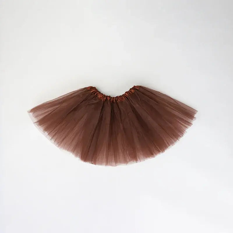 Brown tulle skirt for babies, perfect for dress-up or special occasions in a soft, comfortable fabric.
