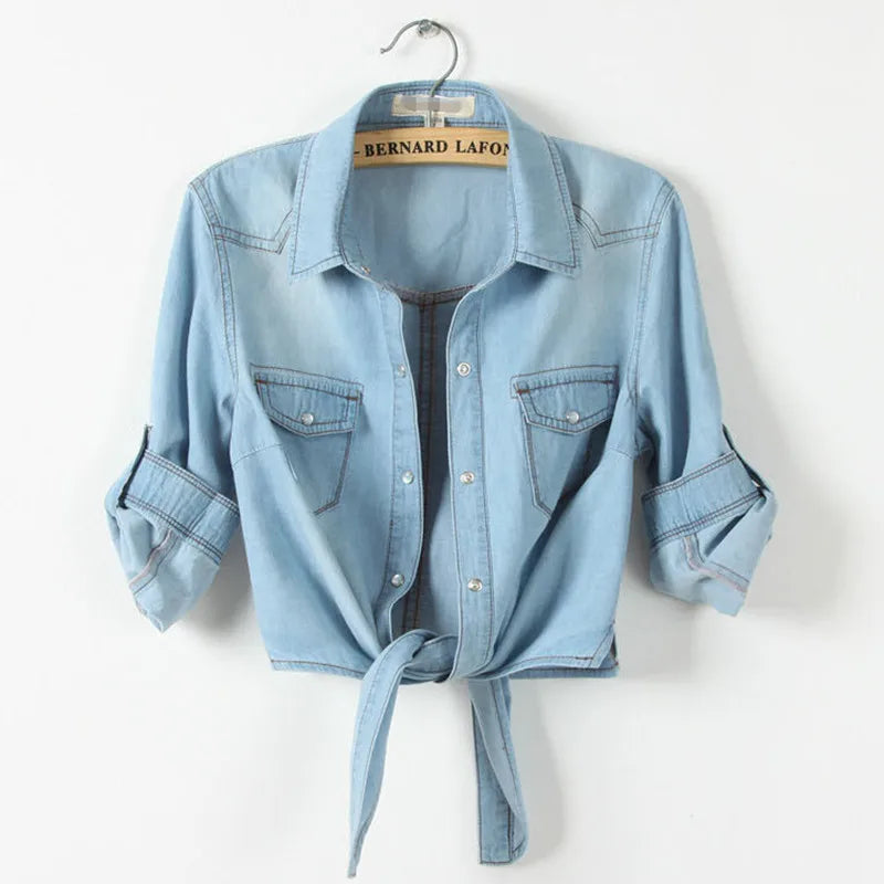 Women’s Y2K Cropped Halter Denim Jacket