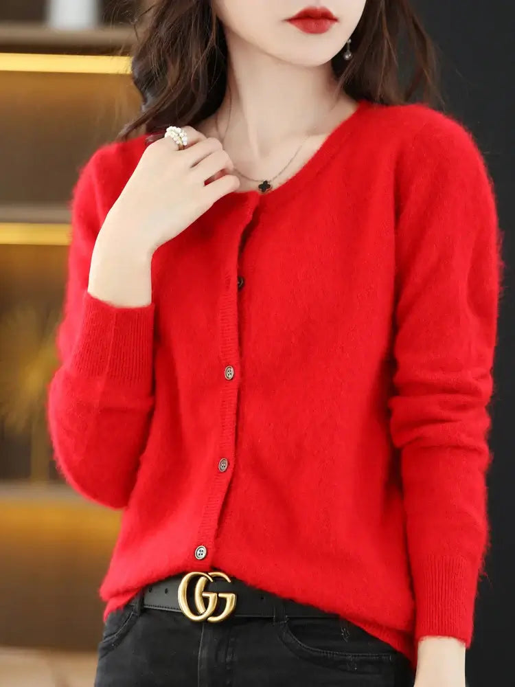 كارديجان نسائي من صوف المنك والكشمير