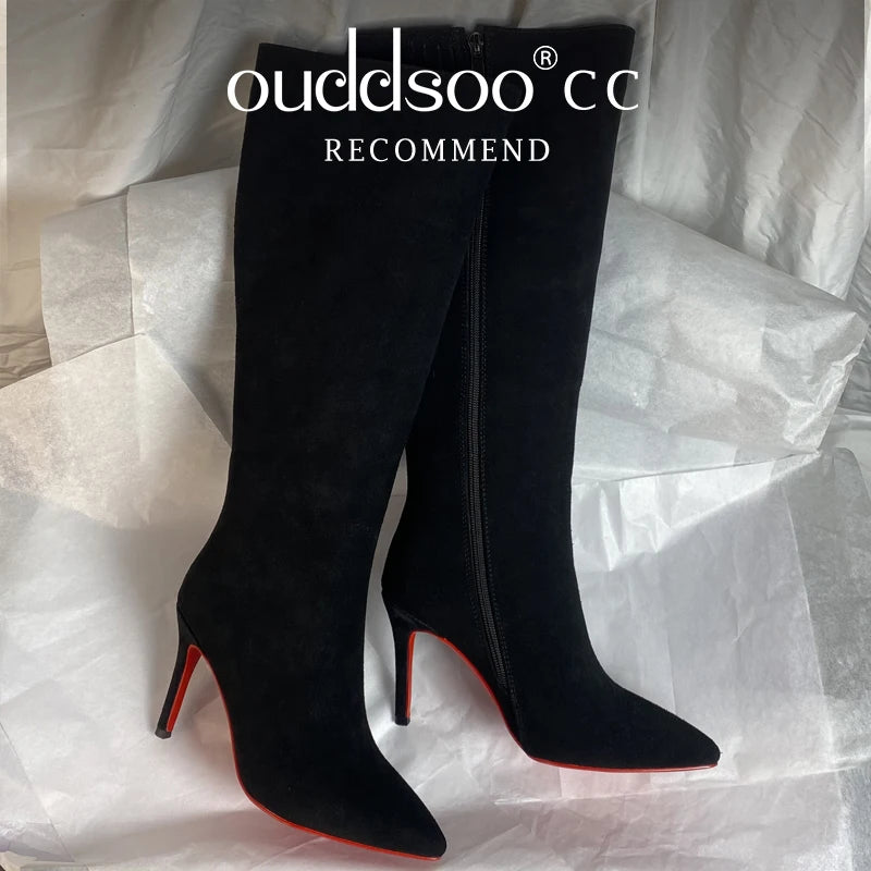 Women Pole Knee High Designer Boots – Sexy Leather High Heel