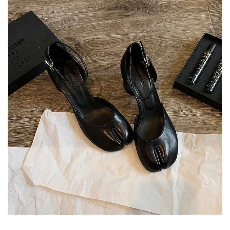 Women’s Leather Square Toe High Heel Pumps