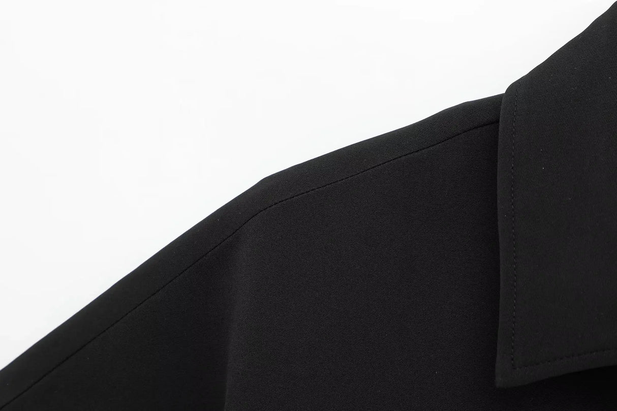 Lapel Zip Wide Leg Pant Set