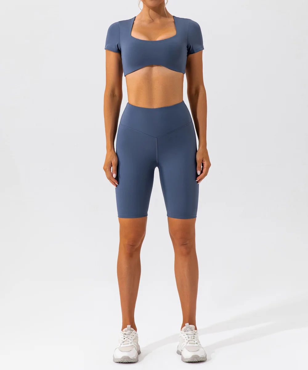 Women Crop Fit Yoga Tee